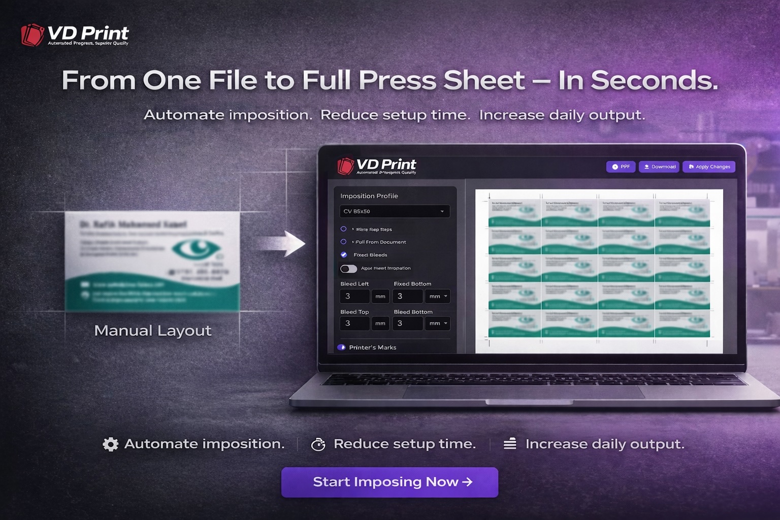 Professional Print Production Workflow with Automated Imposition